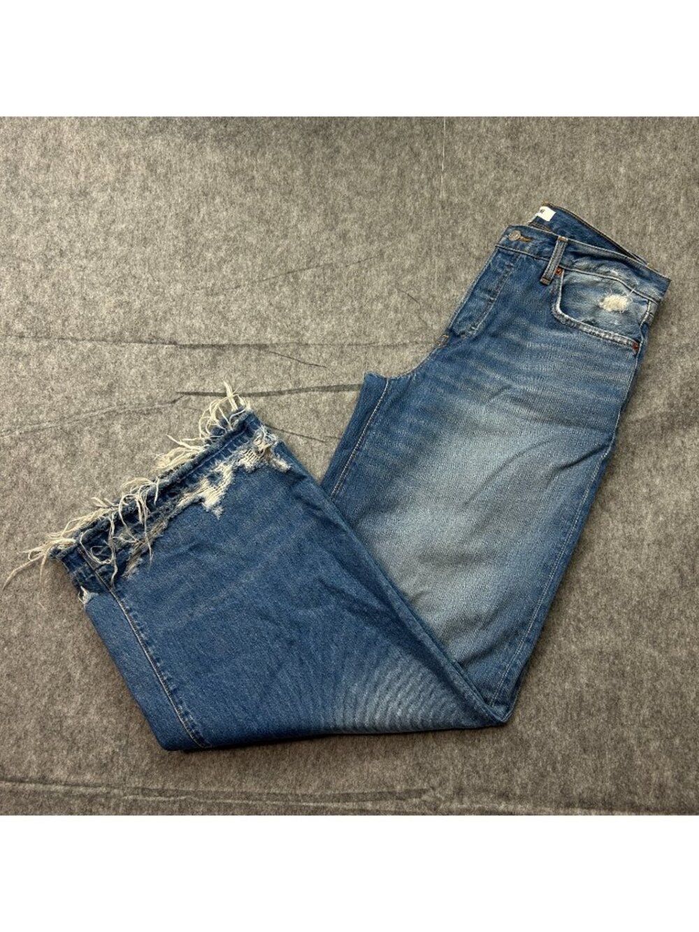 Re / Done Mid Rise Palazzo Wide Leg Jeans Women's Size 27 Button Fly Distressed